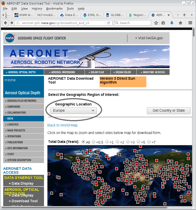 Aeronet data download #1