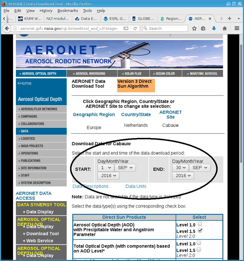 Aeronet data download #4