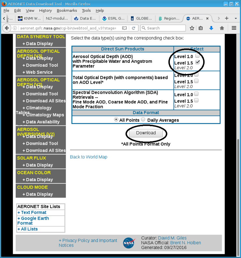 Aeronet data download #5