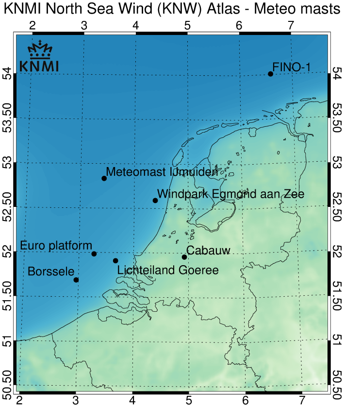 KNMI North Sea Wind Atlas - meteo masts